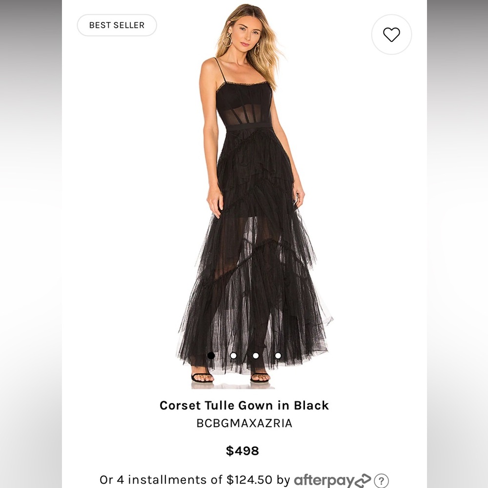 BCBGMAXAZRIA revolve Corset Tulle Gown in Black